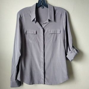 ANN TAYLOR · Lilac Silk Button Down Blouse Size 6